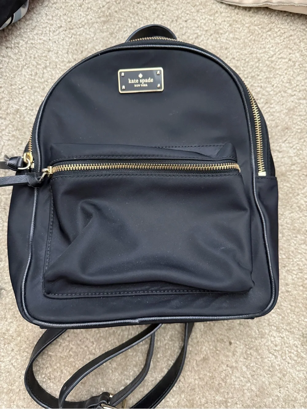 kate spade Black Nylon Mini Backpack with Gold Hardware